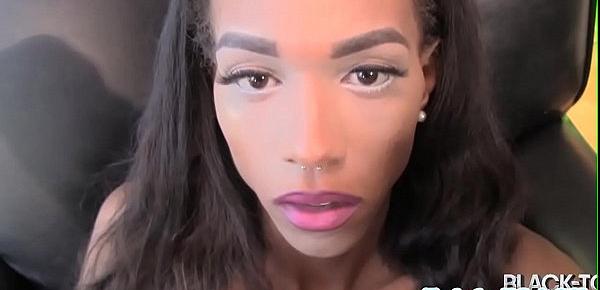  Black trans babe shoots her jizz